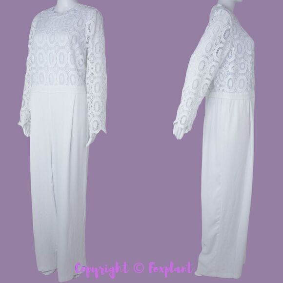 NEW Eloquii white Lace Wide Leg long sleeves Jumpsuit, women's size 24 - Picture 4 of 16